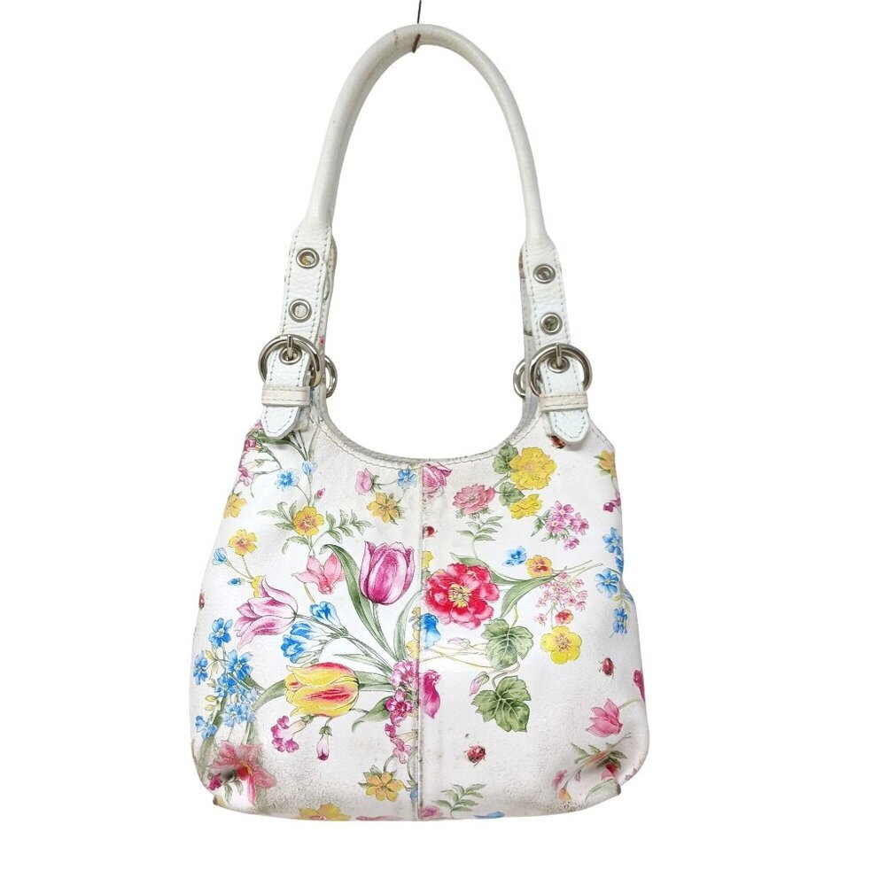 Vintage Cecconi Piero Leather Floral Mini Bag Made In Italy